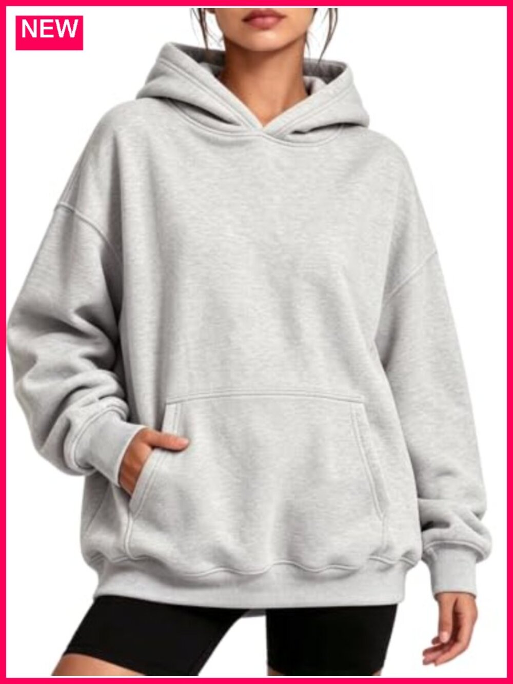 Oversized Fleece Hoodie Cotton Polyester Blend Pullover Sweatshirt